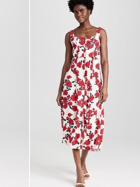 Wayf Dress with Red Rose Print